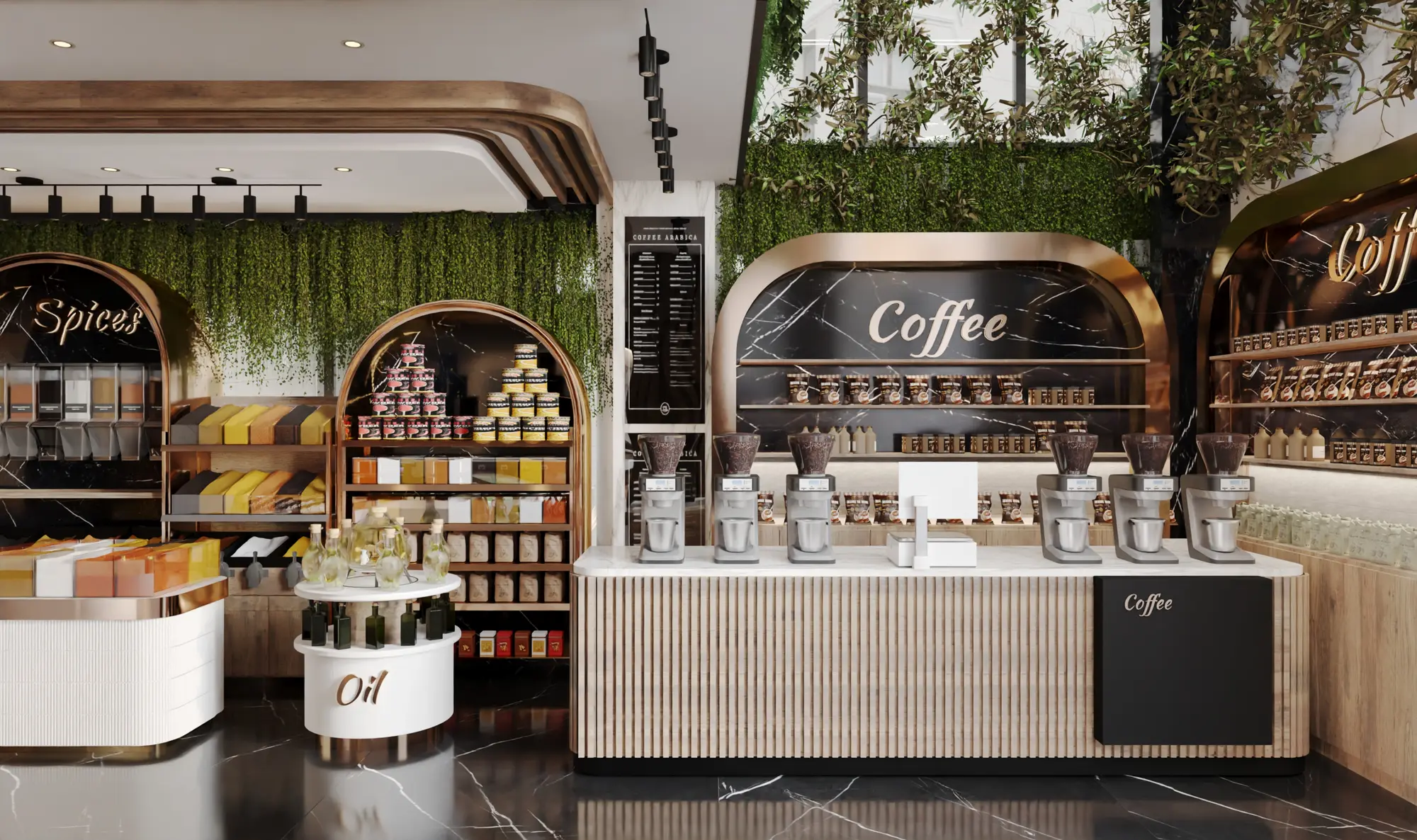 Premium Al Shaeb Roastery retail interior