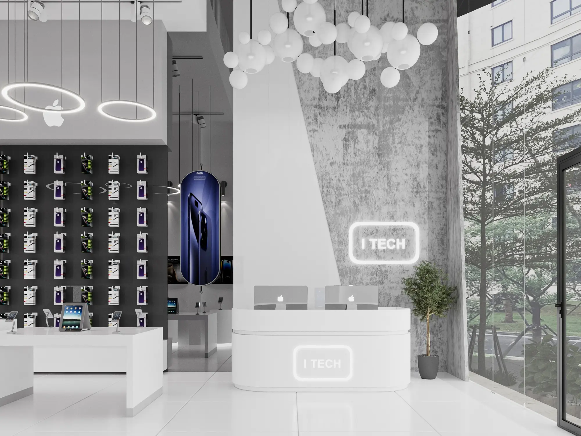 Minimal technology retail store interior